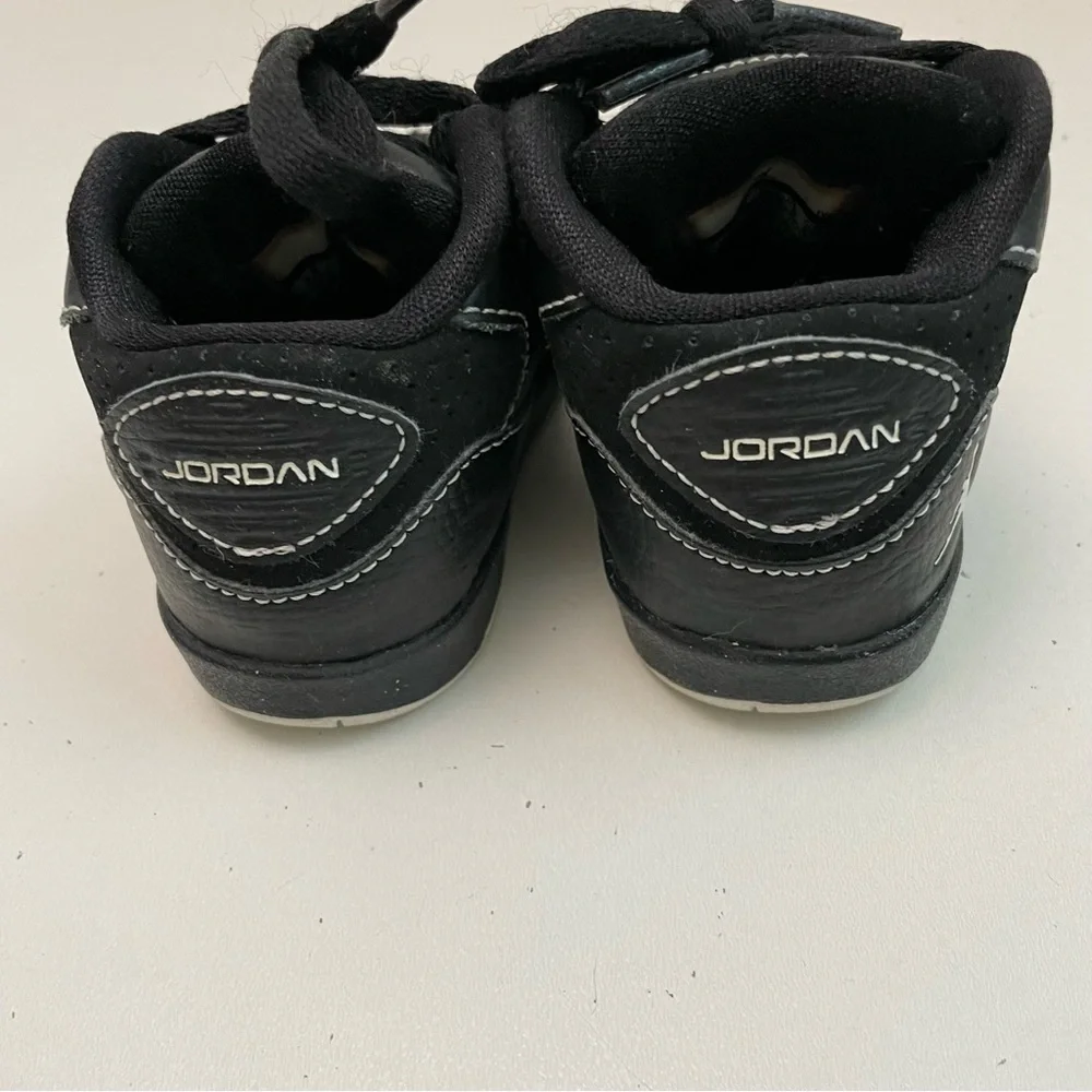 Nike Air Jordan Sneakers Leather High Tops Lace Up Black Baby 4C Basketball